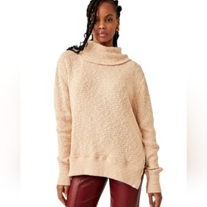 We The Free Oversized Tommy Turtleneck Sweater Cream/Tan New With Tags Size XS